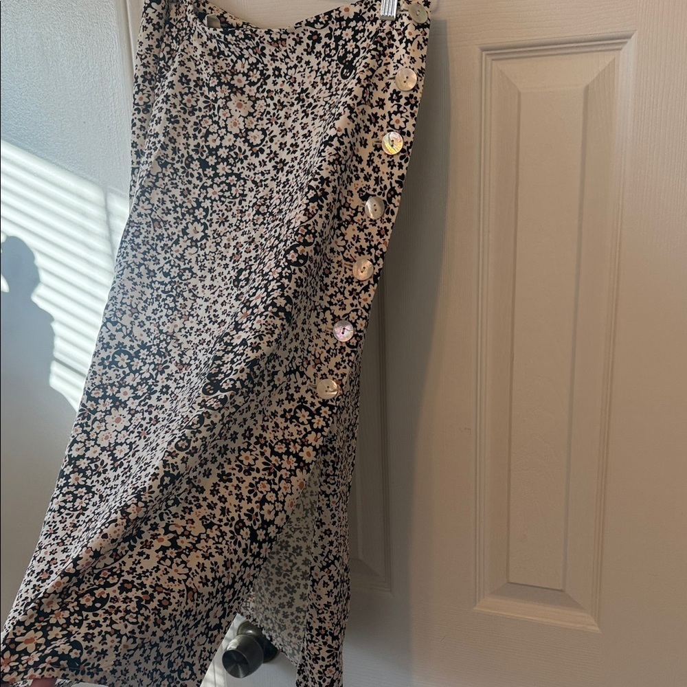 Madewell Daisy Groove Side Button Midi Skirt Floral Print Size 2 - Picture 9 of 14